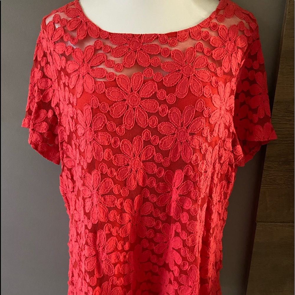 🧡Gorgeous Coral INC Lace Blouse🧡